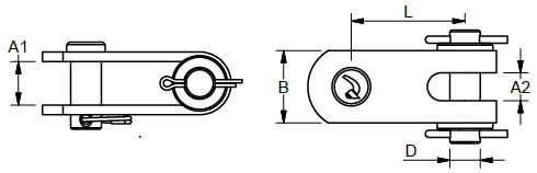 BW2500 Double Jaw Toggle incl. Pin drawing