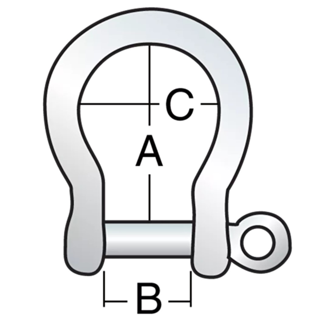 HK21BOW Stainless Steel Bow Shackle drawing