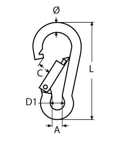 PRH113 Carabiner Open drawing